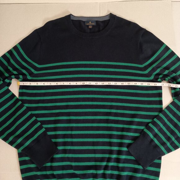 Brooks Brothers Men’s 100% Cotton Green Blue Stripe Sweater Size L EUC - Picture 10 of 15